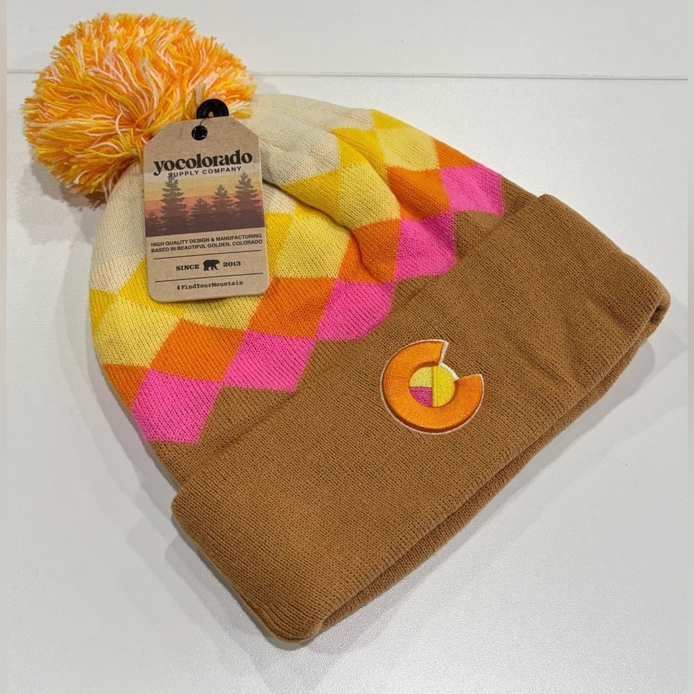 Yo Colorado Golden Argyle Mountain Beanie Tan Yellow NWT Hat